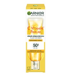 Garnier C Vitamini Parlak Günlük Güneş Koruyucu Fluid Yüz Kremi Görünmez Doku SPF50+ 40ml