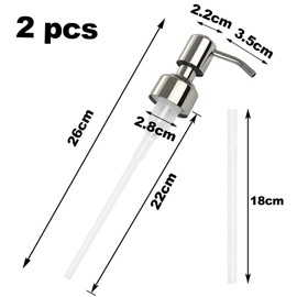 Pack of 2 Soap Dispenser Pump Head, Soap Dispenser Attachment, Soap Dispenser Replacement Pump, Soap Pump, Stainless Steel, for 28 mm Thread Bottle, Soap Dispenser (Brushed Silver)