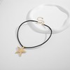 INNERDIVA Starfish Necklace with Black Leather Cord, Gold Ocean Starfish