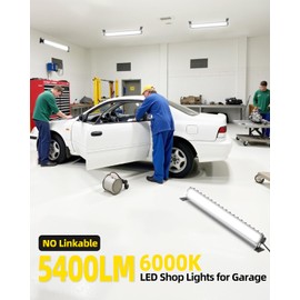 8 Pack LED Shop Light 5400LM Super Brighter, 45W Plug in Garage Light with 6FT Cord and On/Off Switch, 6000K IP66 Waterproof Outdoor Work Shop Lighting for Garage Workshop Warehouse Factory Yard