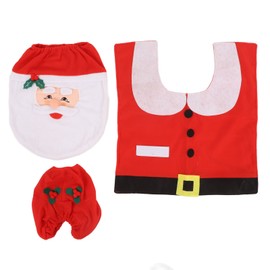 3Pcs Santa Toilet Seat Cover Rug Water And Tank Cover 3D Santa Bathroom Decoration for Christmas