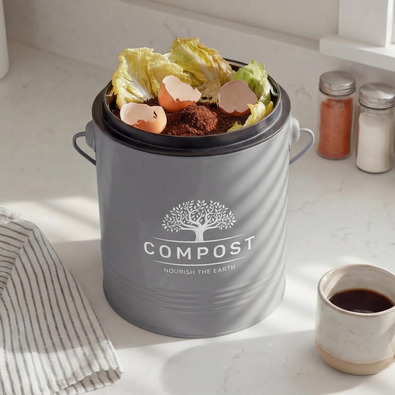 Perfnique Kitchen Compost Bin, 1.3 Gallon Countertop Compost Bin with