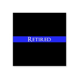 CafePress Police Retired Thin Blue Line Sticker Square Bumper Sticker Car Decal