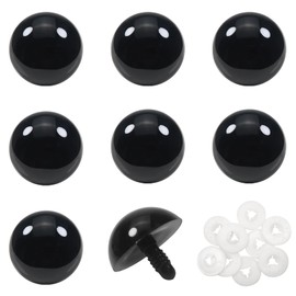 Toaob Pack of 8 Doll Eyes Safety Eyes Black 30 mm Plastic Craft Eyes with Washers for Doll Puppet Puppet