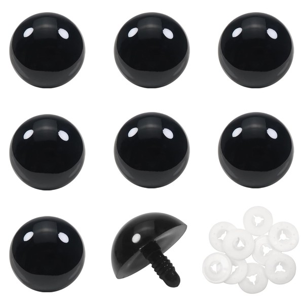 Toaob Pack of 8 Doll Eyes Safety Eyes Black 30