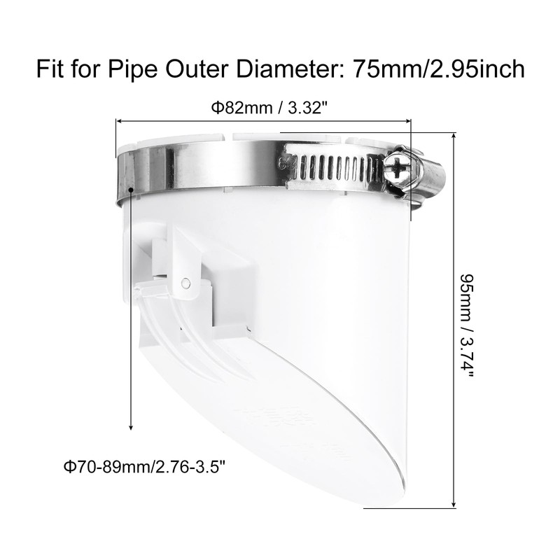 sourcing map PVC Sewer Backflow Preventer, Anti-Odor Core for 75mm/3inch