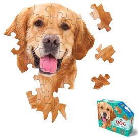 Madd Capp: I Am Dog - 24 Piece Puzzle - Kids Animal Head-Shaped Jigsaw, 14x18 Size, Oversized Pieces, Poster Reference, Educational Fun Fact Booklet