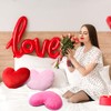 AWIZOM 3 Pcs Valentine's Day Heart Pillows Red Pink Rose