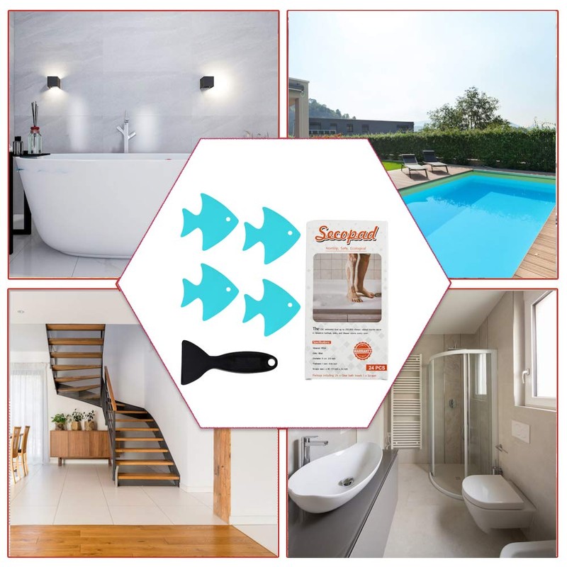 Secopad Bathtub Stickers Non-Slip, 24 PCS Safety Shower Treads Adhesive