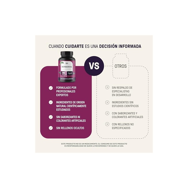 Life 360 Berberina 1000 Miligramos 180 Cápsulas Extracto Hcl Ingredientes
