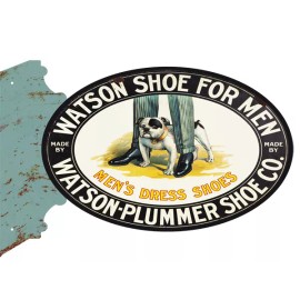 Handmade Watson Dress Shoe for Men Vintage Flange Sign 12x18 Oval