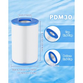 DAYEAR Oval Spa Filter Cartridge 30 Sq.Ft. fits Pleatco PDM30 (2 Pack) Hot Tub Filter Compatible with Maker 461269, Filbur FC9940/FC9940M, Cross Over 730L 730S, ODY ssey, Big E Z, EZL