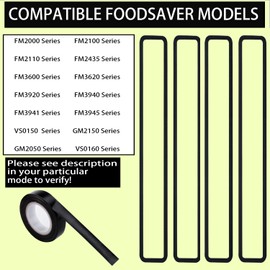 Foam Replacement Gaskets for FoodSaver FM2000, FM2100, GM2050, GM2150 Series Vacuum Sealers,Teflon Tape/PTFE Tape for FoodSaver FM2100 Vacuum Sealer Machine（PTFE Tape 33 Feet） (Black, 12.9*1.8*0.4)