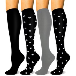 HLTPRO 4 Pairs Copper Compression Socks for Women and Men 20-30mmHg - Circulation Support for Travel, Nurse, Running