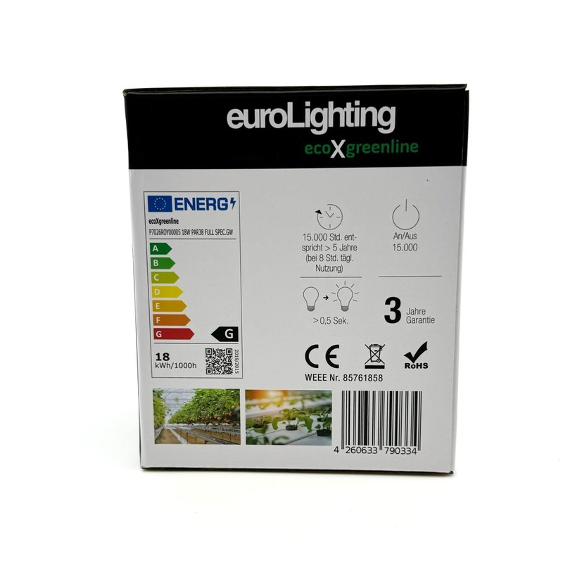 euroLighting 18W E27 PAR38 Full Spectrum Plant Growth Lamp