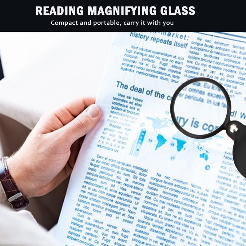 Magnifying Glass, Pocket Folding Loupe with Protective Leather Case 6X