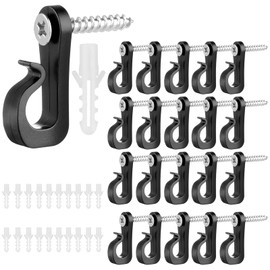 Screw in Hooks, 20PCS Screw Hooks with Cross Slot Screws and Expansion Tubes, Hooks for Hanging Heavy Duty, Hooks for Outdoor Lights for Party Birthday Ceremony Screw Hooks Outdoor Decorations (Black)