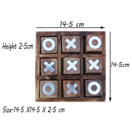 woody24into7 Wooden Tic Tac Toe Game | Board game for kids and family | Table Top Living Room Decor Fun Game | Indoor Outdoor Adults classic Travel Game (Burnt Wood)