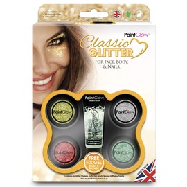 Paintglow Classic Glitter Shakers With Fix Gel Set, 5-Piece