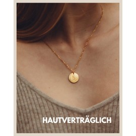 Good.Designs Letter Chain in Gold, Adjustable, Gold Chain with Round Letter Pendants, Gold Plated, Gold