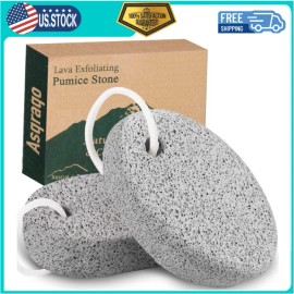 Asqraqo 2 PC Natural Pumice Stone Pedicure Foot Scrubber Ultimate Smooth Healthy Feet ..