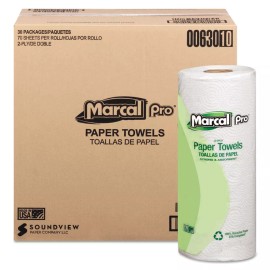 Marcal PRO 630 2-Ply 100% Premium Recycled Kitchen Roll Towels - WHT (30/CT) New