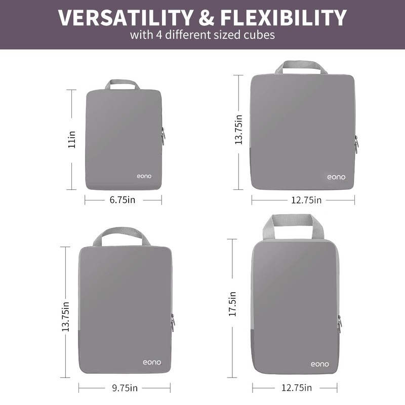 Eono Compression Packing Cubes, Luggage Organiser Set, Extensible Suitcase Organiser,