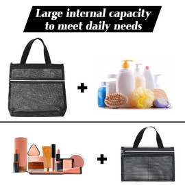 DAMILY Mesh Shower Tote Bag 2 Pcs Shower Caddy Portable Bags Quick-Dry Toiletry Tote Bag for Gym Travel Camp
