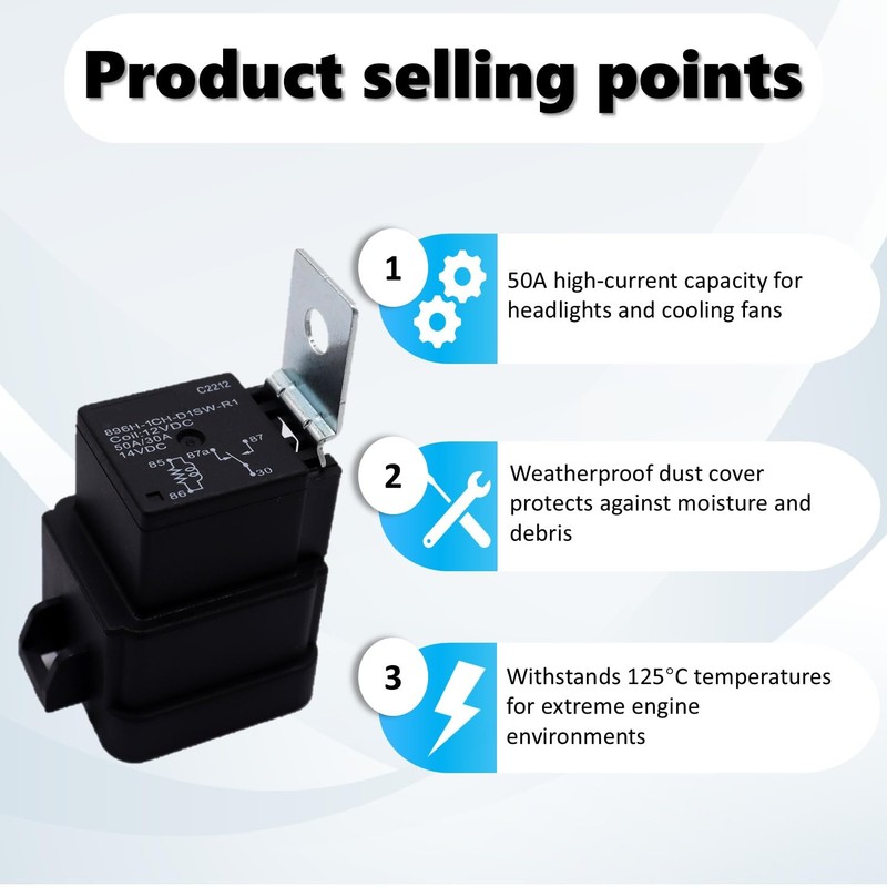 896H-1CH-D1SW-R1 Automotive 30/50A 12VDC 5 PIN Relays Quick Connect