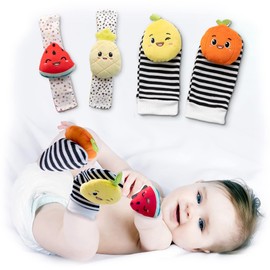 BABY K Baby Rattle Socks & Wrist Toys (Set C) - Newborn Toys for Baby Boy or Girl - Brain Development Infant Toys - Hand and Foot Rattles Suitable for 0-3, 3-6, 6-12 Months Babies