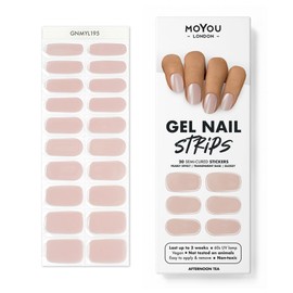MoYou London Semi-cured Gel Nail Wraps, Nail File and Cuticle Pen Wooden 20 Pieces Gel Wraps for Nails, Manicure Kit and Pedicure Accessories, Afternoon Tea