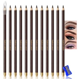 12 Pcs Dark Brown Eyebrow Pencil,Sharpener Included,Deeply Pigmented,Waterproof Sweat-proof,Makeup Eyebrow Pencils for Fills in Sparse Areas and Gaps Create a Natural Eye Brow,Vegan & Cruelty-Free