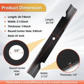 ranwin 3 Pack 5101755 Lawn Mower Blade Compatible with Fe rris S Cag Bad Boy 61" Deck Mowers, 5020842 Cutting Blade Replace 1520842 48111 481708 481712 5101755S 20842S 91-626