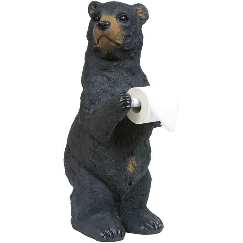 Black Bear Cub Toilet Paper Holder – Rustic Lodge Bathroom