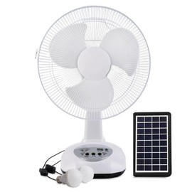 CAULO 12 Inch Rechargeable Fan,AC DC Solar Fan Left and Right Shaking Head Rechargeable Fan with Light Table Fan,Portable Solar Rechargeable Fan