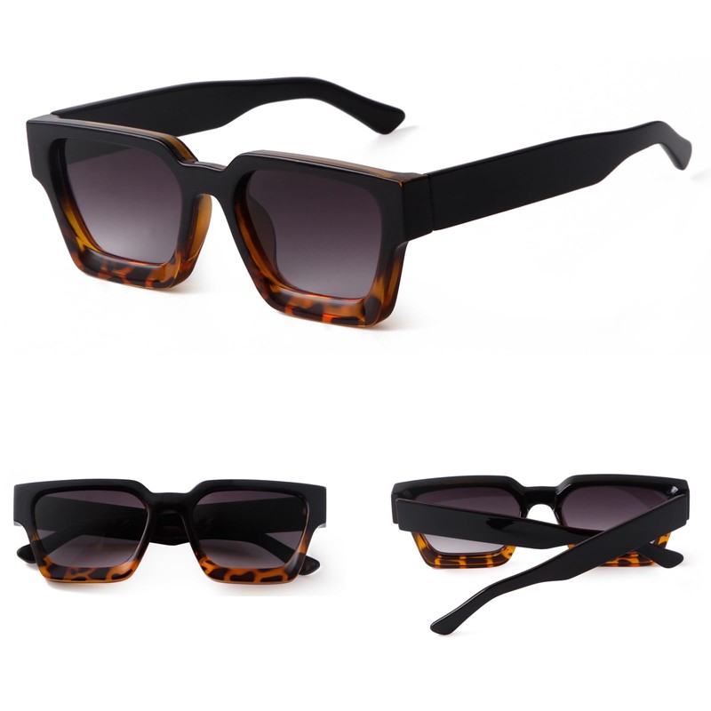 Laurinny Retro Rectangular Sunglasses for Women Men Vintage Square Trendy