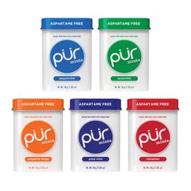 PUR Mints | Aspartame Free Mints | Made with Xylitol | Sugar Free, Vegan, Gluten Free & Keto Friendly | Natural Flavored Mints, Variety Pack, 30 Pieces (Pack of 5)