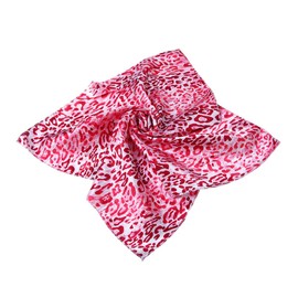 Premium Silk Feel Animal Print Square Satin Scarf, Red Leopard