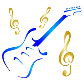 Guitar Stencil, 6.5 x 6 inch (M) - Musical Instrument Design Music Stencils for Painting Template