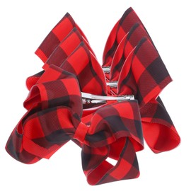 SAFIGLE 4pcs Plaid Hair Bows for Christmas Hair Clips Women Durable Non Fading Clips for Holiday Party