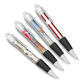 DV DESIGN Set of 4 Denmark White Ballpoint Pens - Danish Flag City Map Country Holiday Travel Friends Boys Girls Men Women Theme Pen #79520