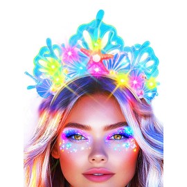 EARENT Light up Mermaid Headband Led Starfish Headpiece Glow Seashell Ocean Costume Hair Accessories for Women