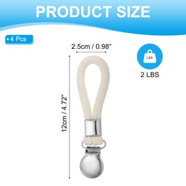 PATIKIL Thickened Twill Metal Kitchen Towels Clip, 4 Pack Tea Towel Holder Hand Towel Hook with Hanging Braided Cotton Loop for Home Kitchen Bathroom Cupboards, Beige