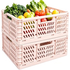2 Pack Pastel Plastic Storage Baskets-20L Space-Saving Bins