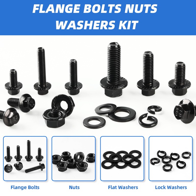 Besitu 280Pcs Metric Flange Bolt Assortment, M6x1.0, M8x1.25, M10x1.5 (12mm