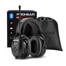 PROHEAR 033 Upgraded Bluetooth 5.4 Hearing Protection Headphones with FM/AM Radio, OSHA-Compliant 25dB NRR Safety Earmuffs, Rechargeable 48H Playtime for Mowing, Workshops and Snowblowing – Black