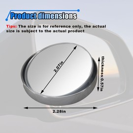 4PCS Car Blind Spot Mirror, 360° Wide Angle Convex Mirrors with Adjustable Frame, 2" Round Rear View Mirror, Adhesive HD Glass Side Mirror for Most Cars Trucks SUVs (Silver)
