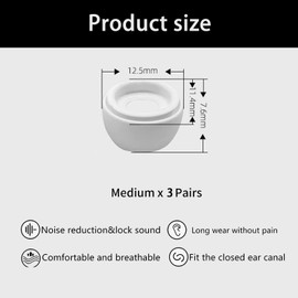 XIXKOLYU 3 Paar M Größe Passende Ersatz Ohrstöpsel für Airpods Pro, Silikon Ohrstöpsel passend für Airpods Pro, No Pain/Non-Slip für Silikon Ohrstöpsel