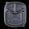 Karat 36oz PP Plastic Microwaveable Black Take Out Box, 3-compartments