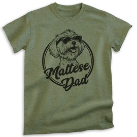 EVERTREE CLOTHING Maltese Dad, Unisex Men's Shirt, Maltese Owner, Funny Dog Dad Gift, Heather Military Green, X-Large